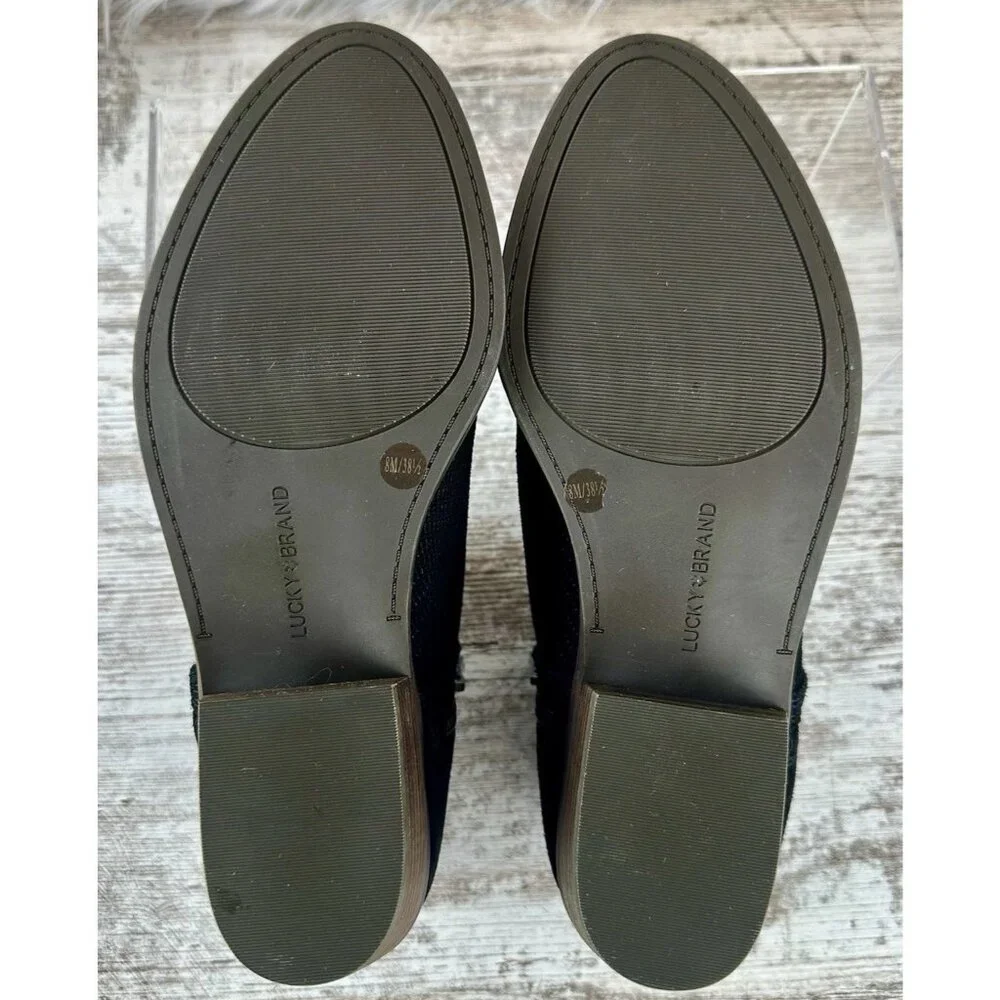 LUCKY BRAND Fhuna Ankle Bootie Women’s‎ 8M Black Suede Low Cut Boots Casual Chic
